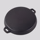 Cast Iron Frying Pan Premium 35cm Round Ribbed Skillet Steak Sizzle Platter with Handle