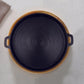 Cast Iron Frying Pan Premium 35cm Round Ribbed Skillet Steak Sizzle Platter with Handle