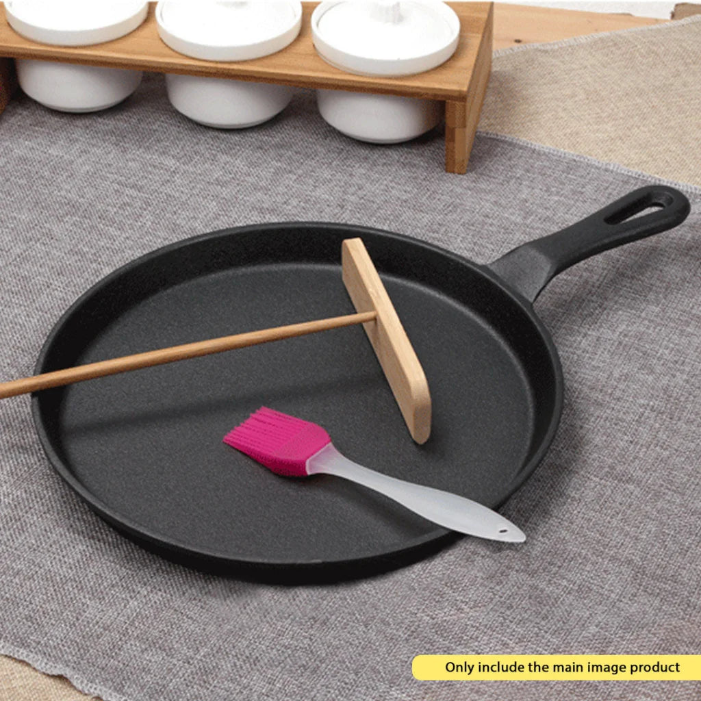 Cast Iron Frying Pan Set Premium 2X 26cm Round Skillet Griddle Sizzle Platter