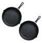 Cast Iron Frying Pan Set Premium 2X 26cm Round Skillet Steak Sizzle Platter with Handle