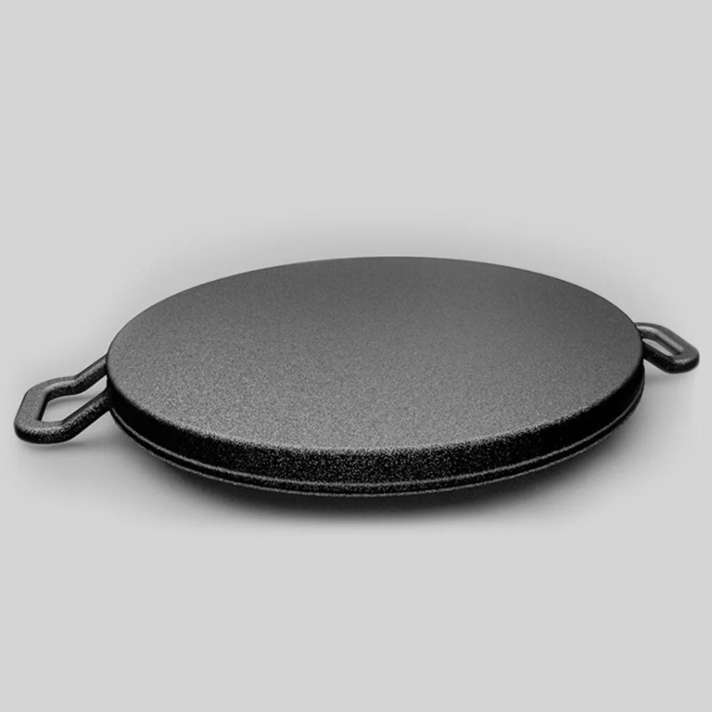Cast Iron Frying Pan Set Premium 2X 28cm Ribbed Skillet Coating Steak Sizzle Platter