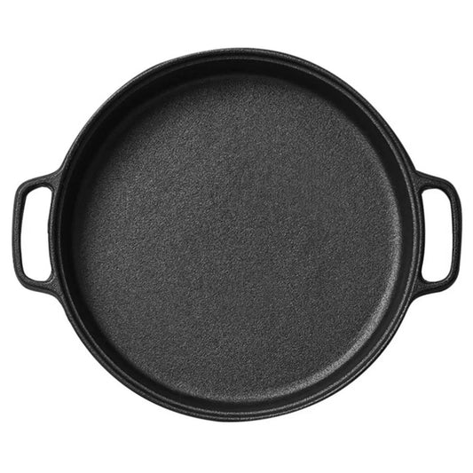 Cast Iron Frying Pan Skillet Coating Steak Sizzle Platter 30cm - Premium