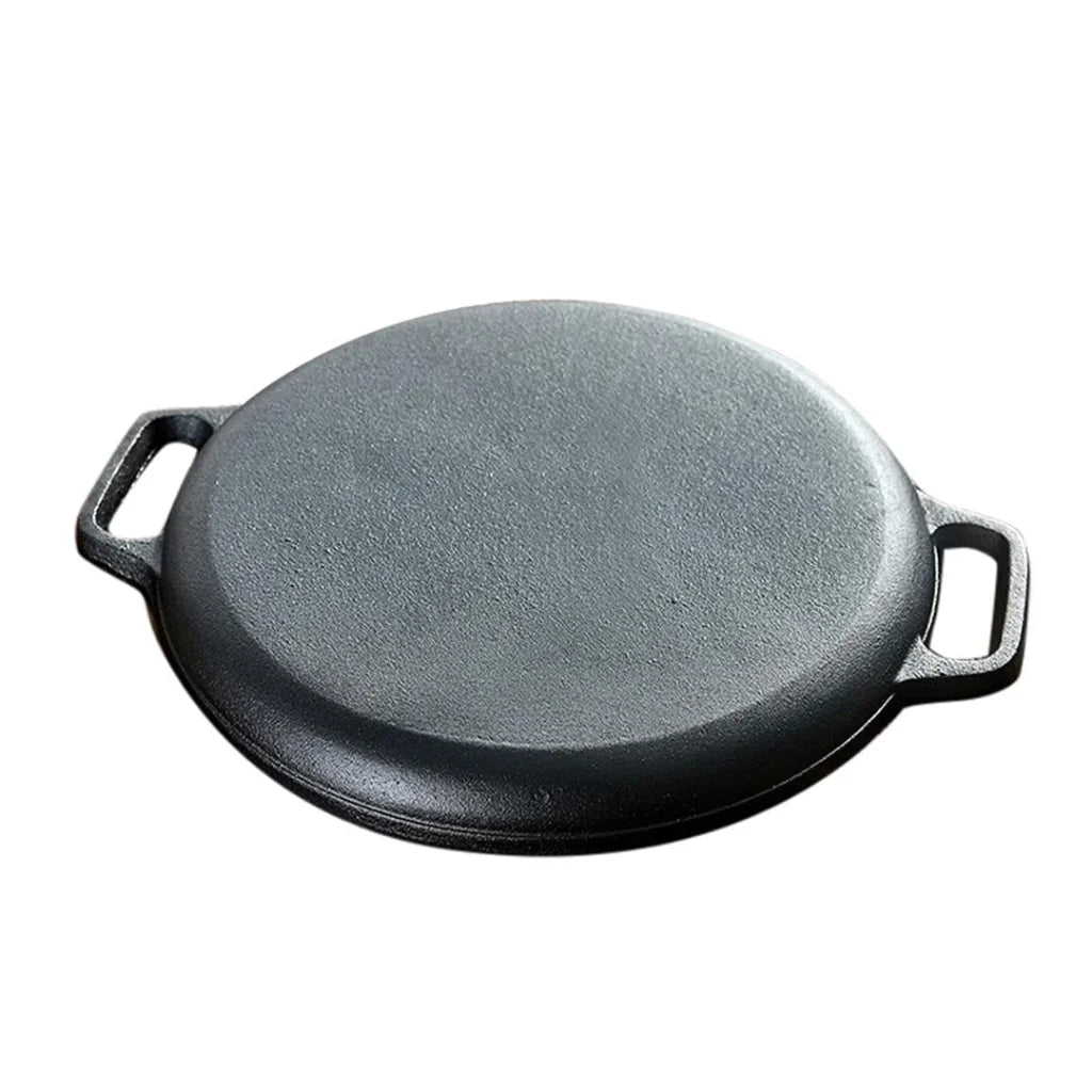 Cast Iron Frying Pan Skillet Coating Steak Sizzle Platter 35cm - Premium