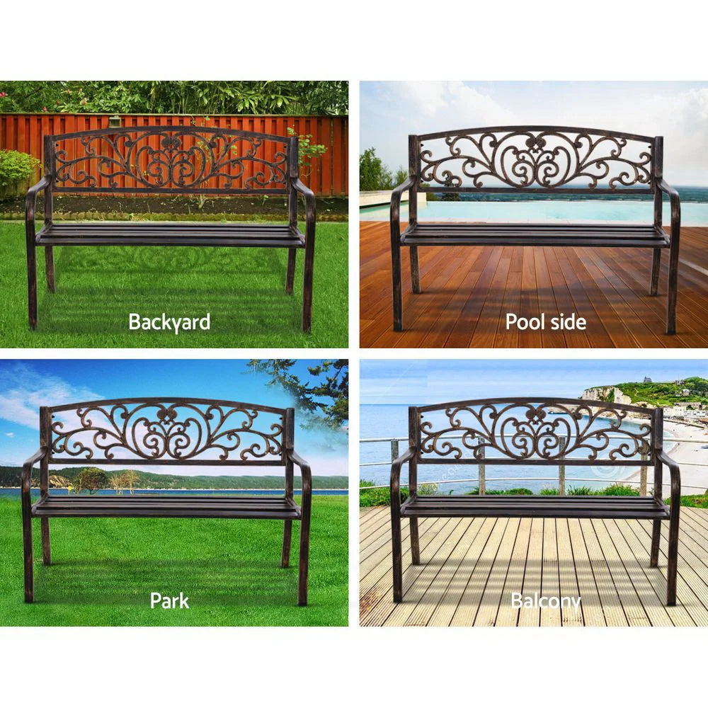 Cast Iron Garden Bench Bronze - Garden Furniture