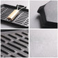 Cast Iron Griddle Grill Frying Pan 2X Rectangular with Folding Wooden Handle