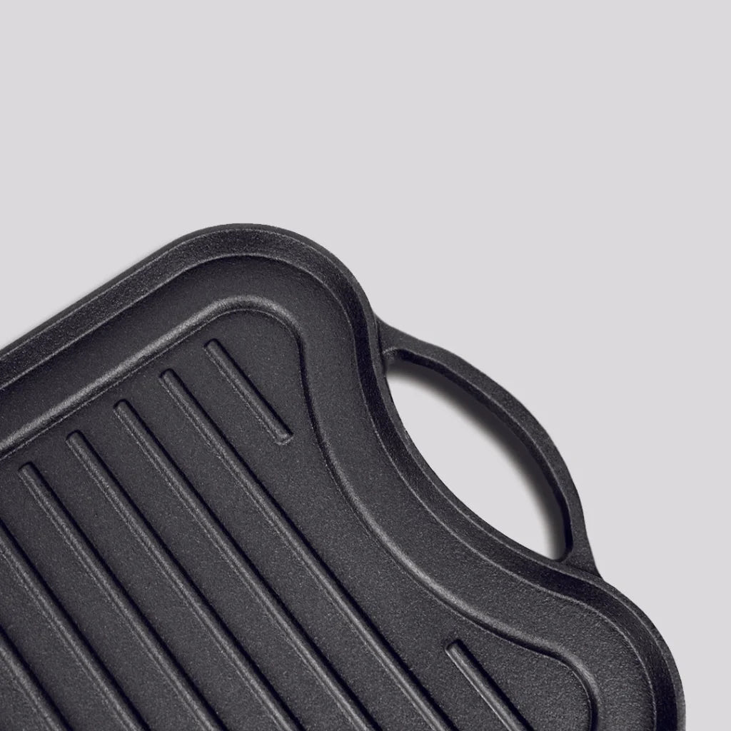 Cast Iron Griddle Hot Plate Premium 50.8cm Ridged BBQ Stovetop Grill Pan
