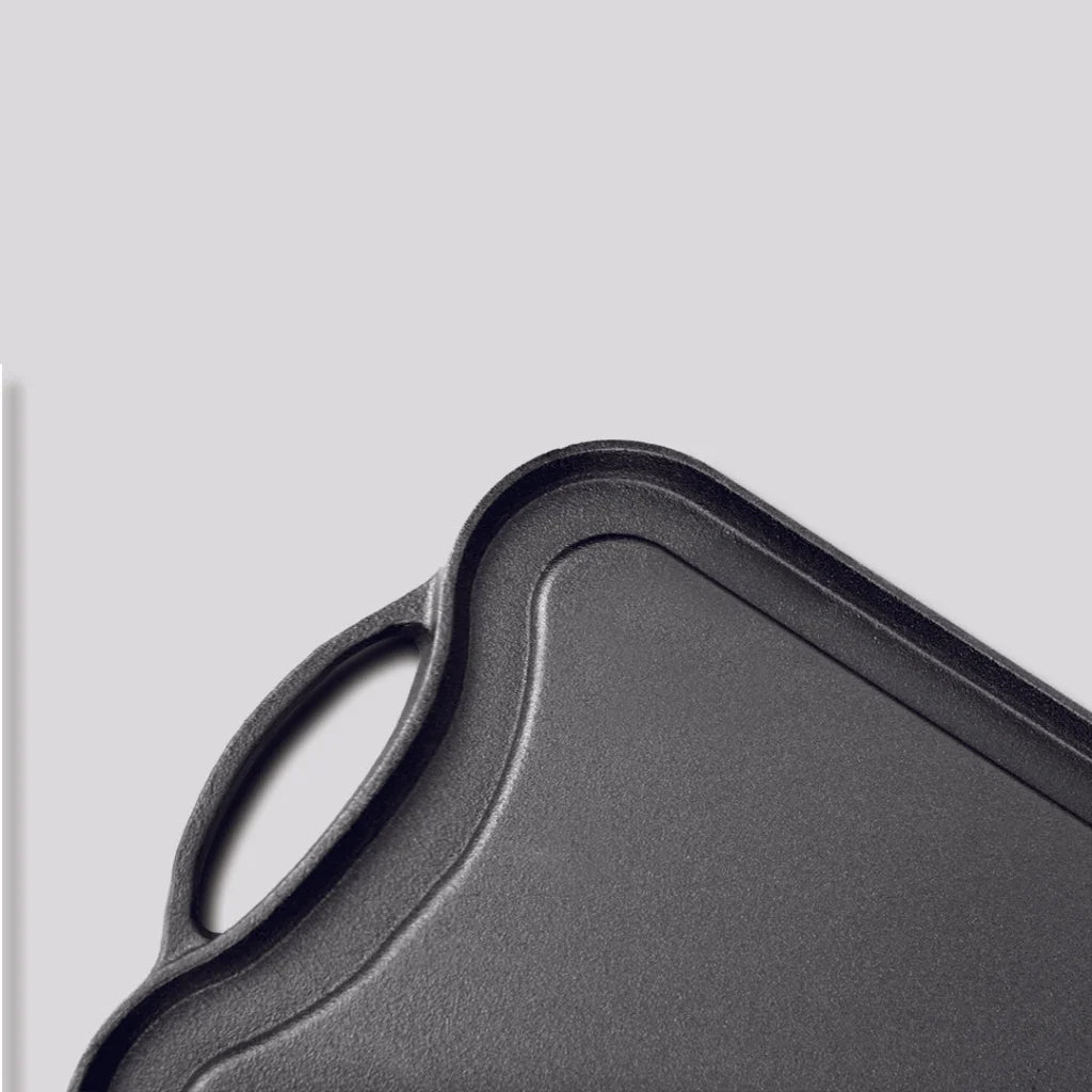Cast Iron Griddle Hot Plate Premium 50.8cm Ridged BBQ Stovetop Grill Pan