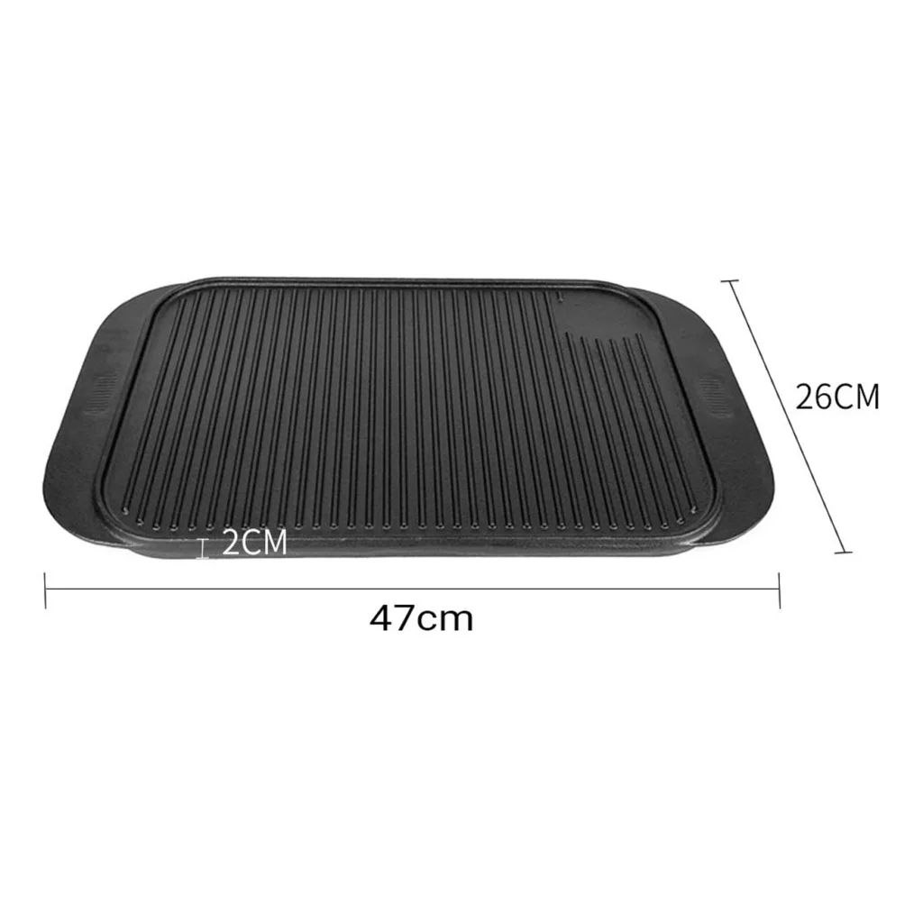 Cast Iron Griddle Hot Plate Set Premium 2X 47cm Ridged BBQ Stovetop Grill Pan