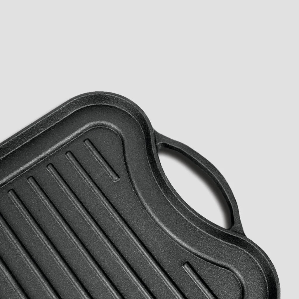 Cast Iron Griddle Hot Plate Set Premium 2X 50.8cm Ridged BBQ Stovetop Grill Pan