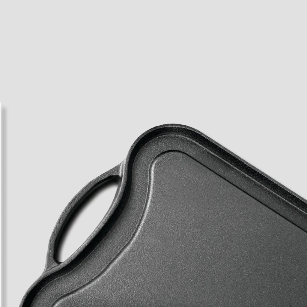 Cast Iron Griddle Hot Plate Set Premium 2X 50.8cm Ridged BBQ Stovetop Grill Pan