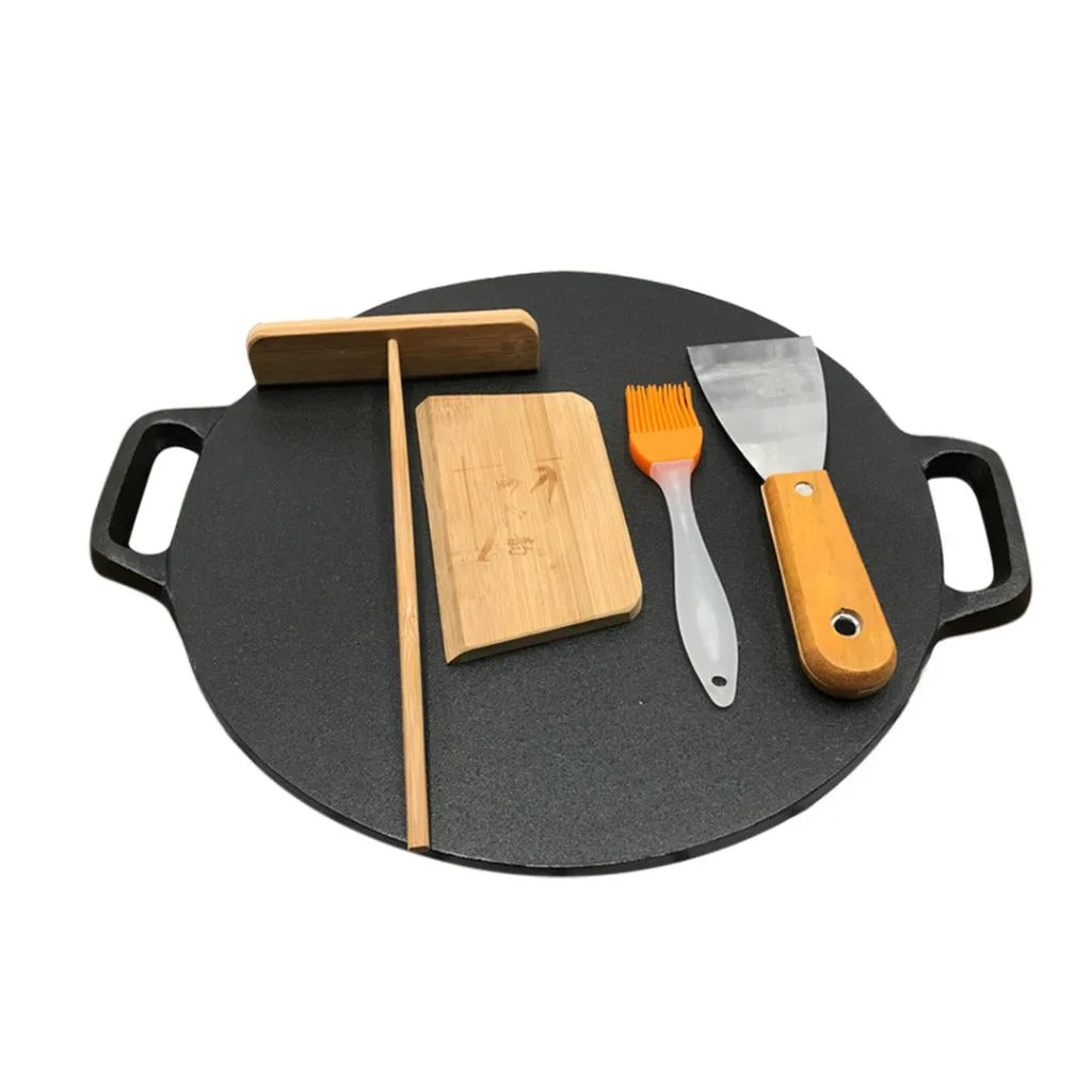 Cast Iron Induction Crepes Pan Baking Cookie Pancake Pizza Bakeware - Premium