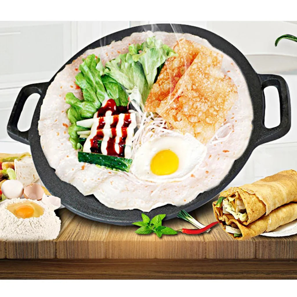 Cast Iron Induction Crepes Pan Baking Cookie Pancake Pizza Bakeware - Premium