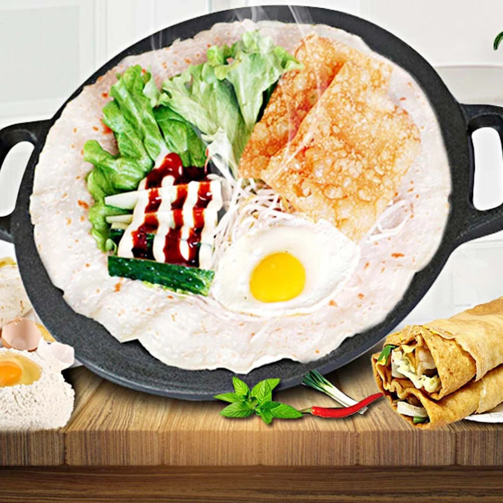 Cast Iron Induction Crepes Pan Set Premium 2X 37cm Baking Cookie Pancake Pizza Bakeware