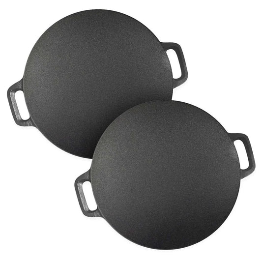 Cast Iron Induction Crepes Pan Set Premium 2X 37cm Baking Cookie Pancake Pizza Bakeware