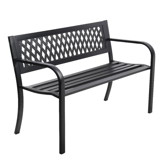 Cast Iron Modern Garden Bench Black - Garden Furniture