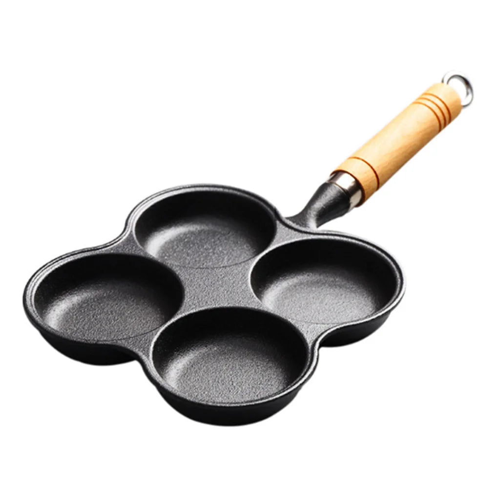 Cast Iron Multi-Portion Omelet Pan Premium 4 Mold Breakfast Fried Egg Pancake