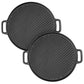 Cast Iron Ribbed BBQ Pan 2X 30cm Round Skillet Steak Sizzle Platter with Handle