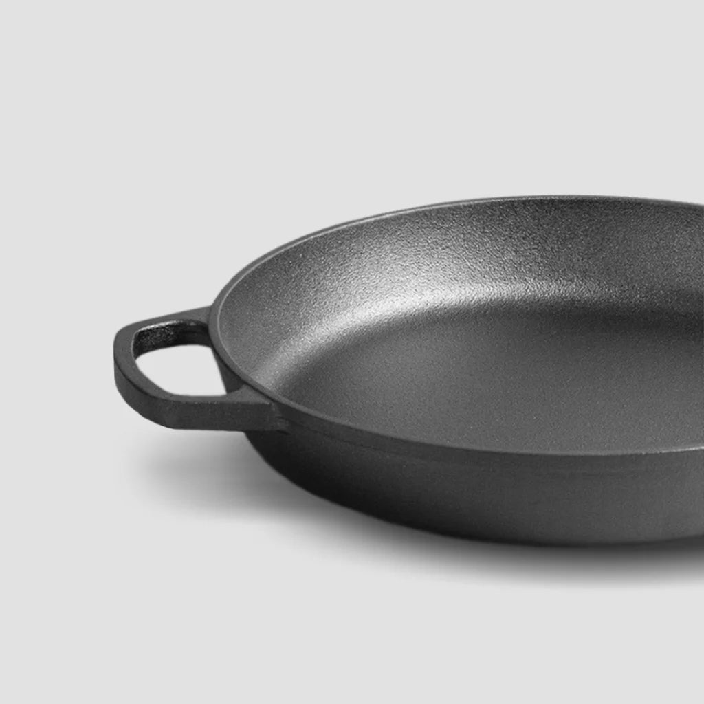 Cast Iron Steak Frying Pan Premium 25cm Round Skillet Sizzle Platter with Helper Handle
