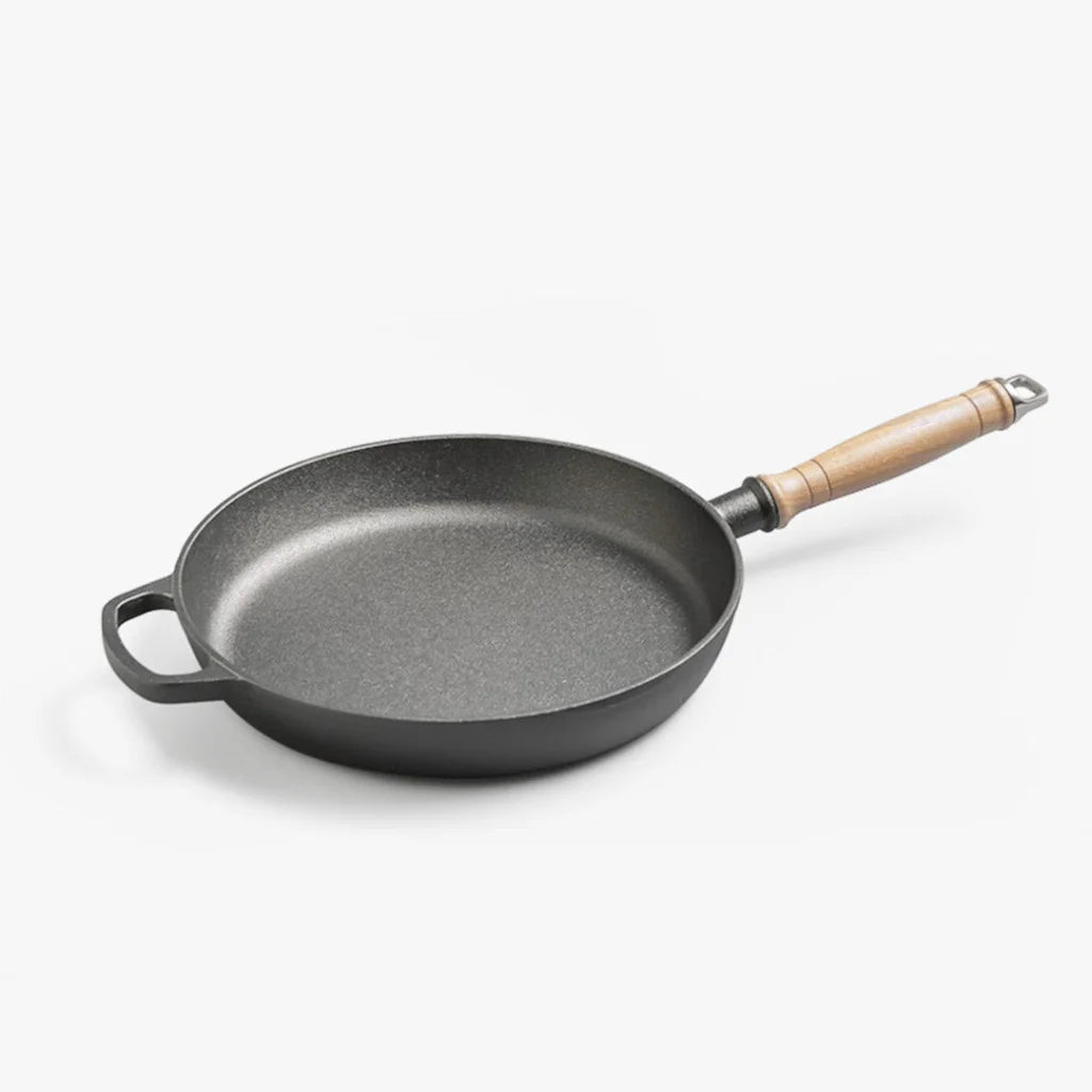 Cast Iron Steak Frying Pan Premium 25cm Round Skillet Sizzle Platter with Helper Handle