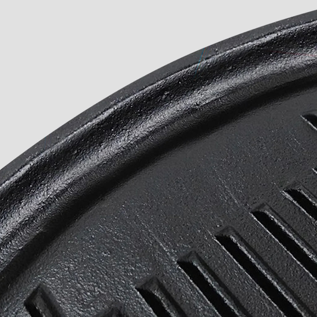 Cast Iron Steak Frying Pan Set Premium 2X 43cm Round Ribbed Skillet Sizzle Platter with Handle