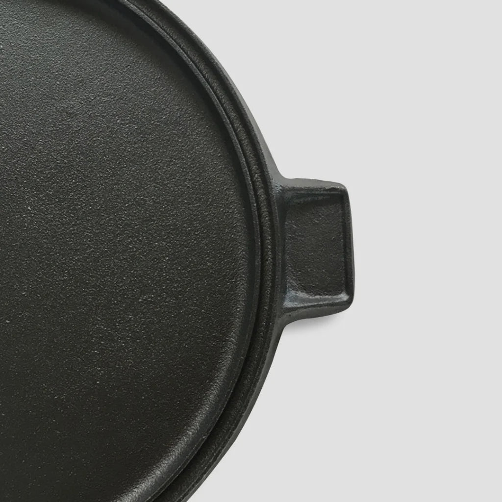 Cast Iron Steak Frying Pan Set Premium 2X 43cm Round Ribbed Skillet Sizzle Platter with Handle