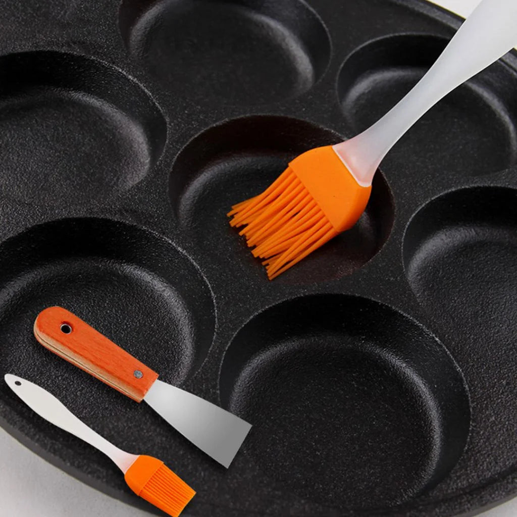 Cast Iron Takoyaki Fry Pan Premium 31.5cm Octopus Balls Maker 7 Hole Grill Mold