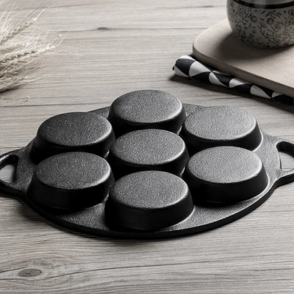 Cast Iron Takoyaki Fry Pan Premium 31.5cm Octopus Balls Maker 7 Hole Grill Mold