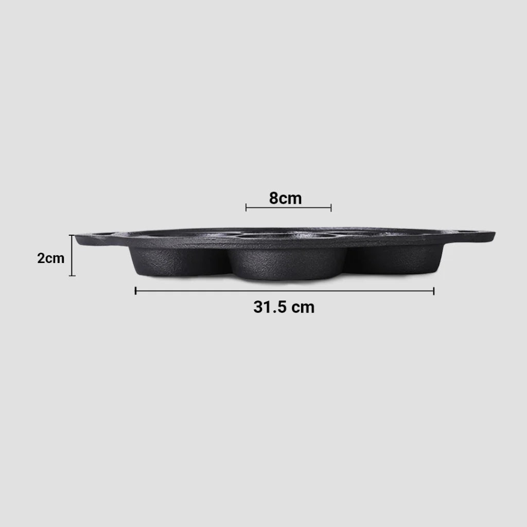 Cast Iron Takoyaki Fry Pan Premium 31.5cm Octopus Balls Maker 7 Hole Grill Mold