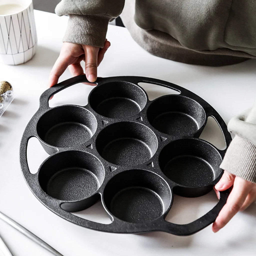 Cast Iron Takoyaki Fry Pan Premium 32cm Octopus Balls Maker 7 Hole Cavities Grill Mold