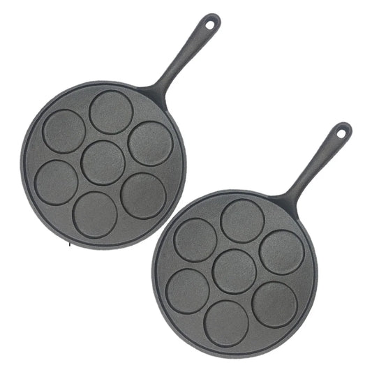 Cast Iron Takoyaki Fry Pan Set Premium 2X 23cm Octopus Balls Maker 7 Hole Grill Mold