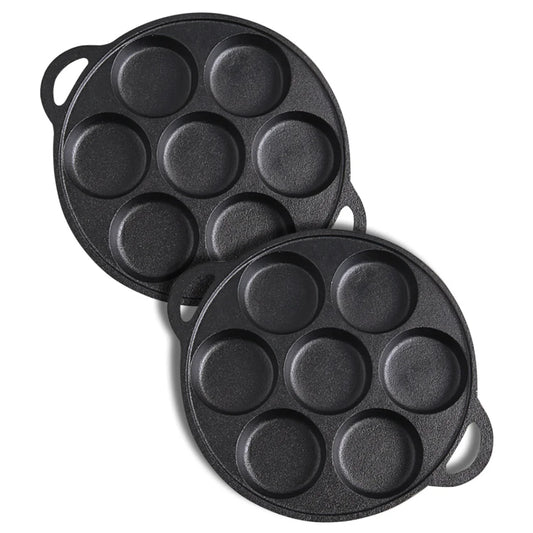 Cast Iron Takoyaki Fry Pan Set Premium 2X 31.5cm Octopus Balls Maker 7 Hole Grill Mold