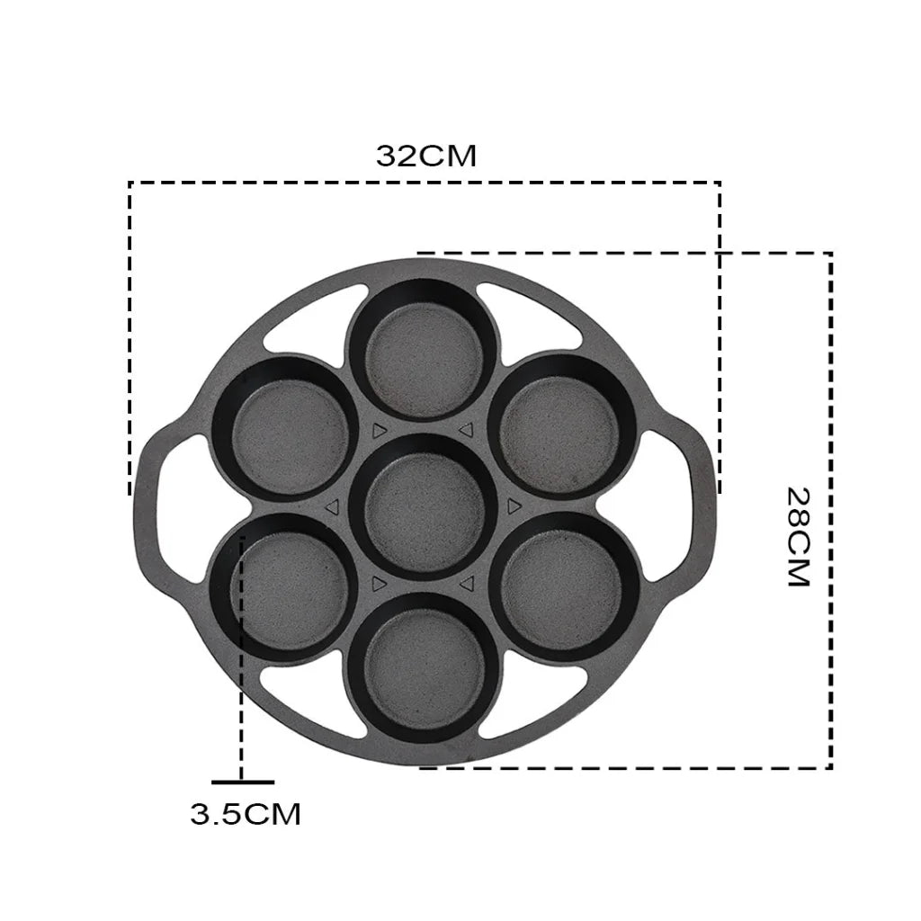 Cast Iron Takoyaki Fry Pan Set Premium 2X 32cm Octopus Balls Maker 7 Hole Grill Mold