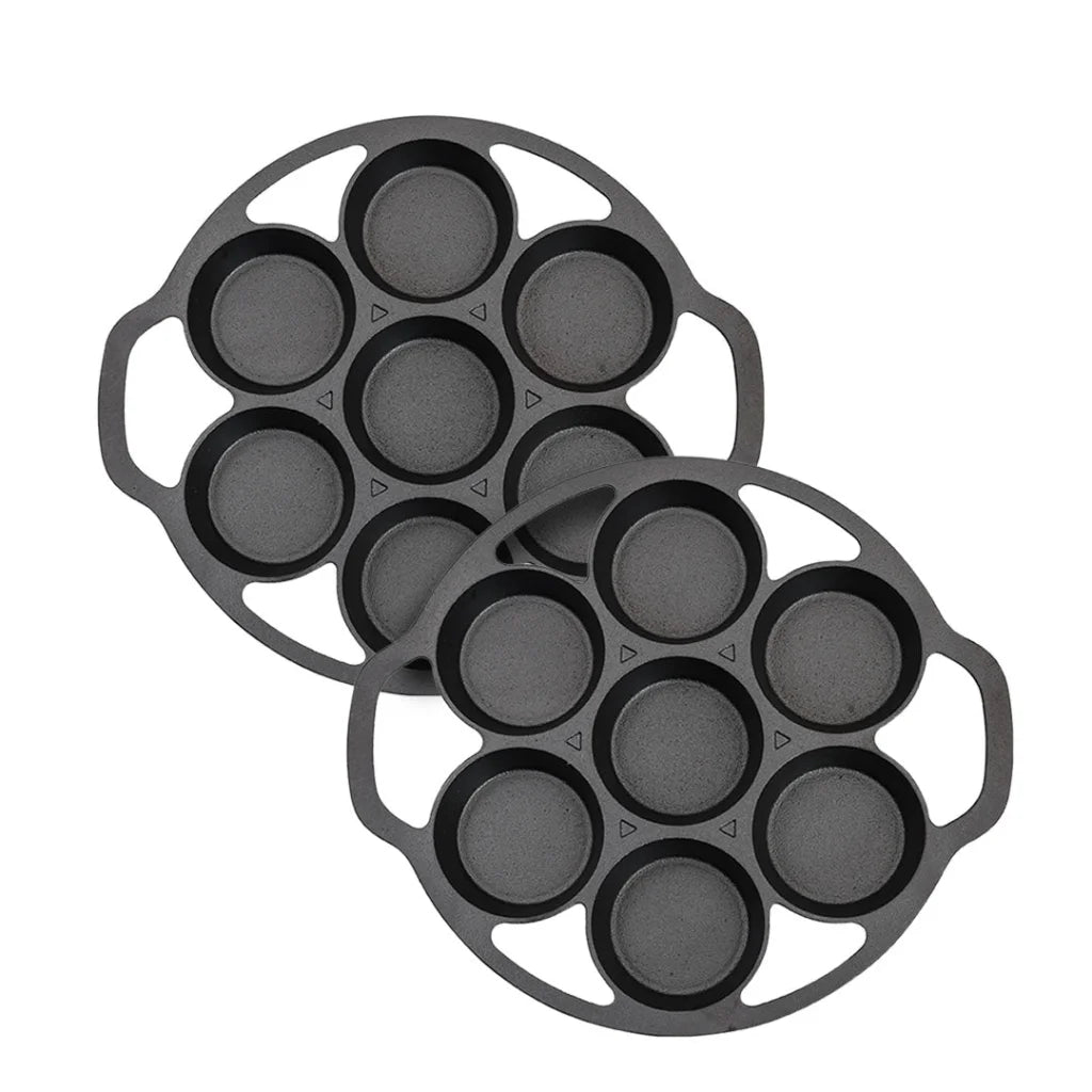 Cast Iron Takoyaki Fry Pan Set Premium 2X 32cm Octopus Balls Maker 7 Hole Grill Mold