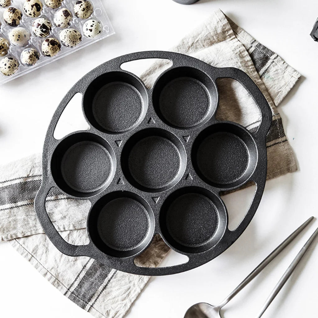 Cast Iron Takoyaki Fry Pan Set Premium 2X 32cm Octopus Balls Maker 7 Hole Grill Mold
