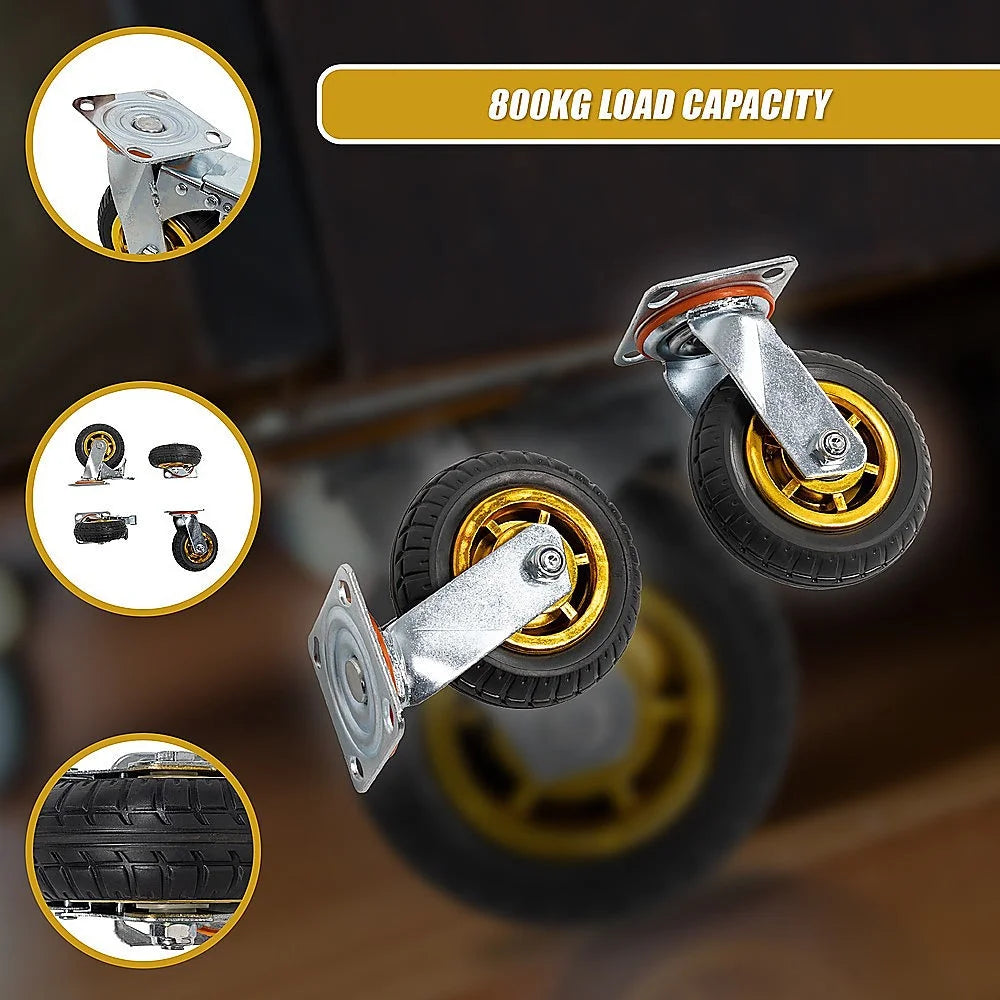 Castor Wheels 4 x 6’’ 150mm Swivel Silent C2 Brakes 800KG