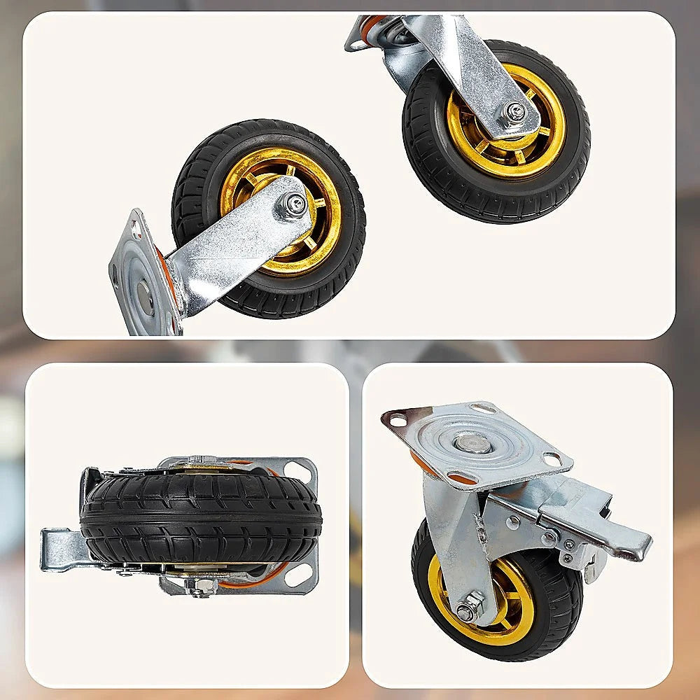 Castor Wheels 4 x 6’’ 150mm Swivel Silent C2 Brakes 800KG