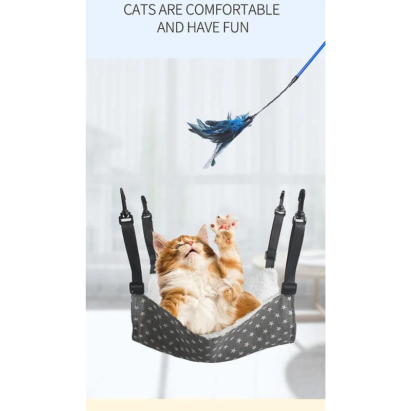 Cat Cage Hammock - Adjustable Double-Sided Pet Swing Bed