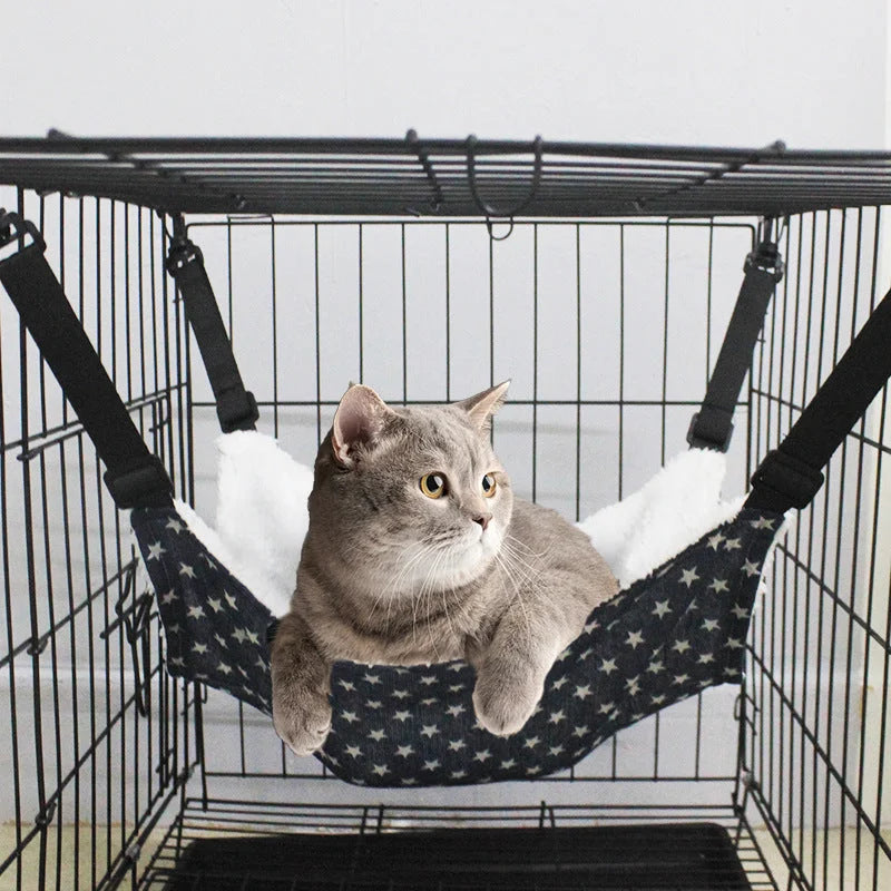 Cat Cage Hammock - Adjustable Double-Sided Pet Swing Bed