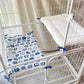 Cat Cage Platform Mat - Blue cat pattern on white