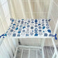 Cat Cage Platform Mat - Blue cat pattern on white