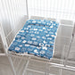 Cat Cage Platform Mat - white cat pattern on Blue