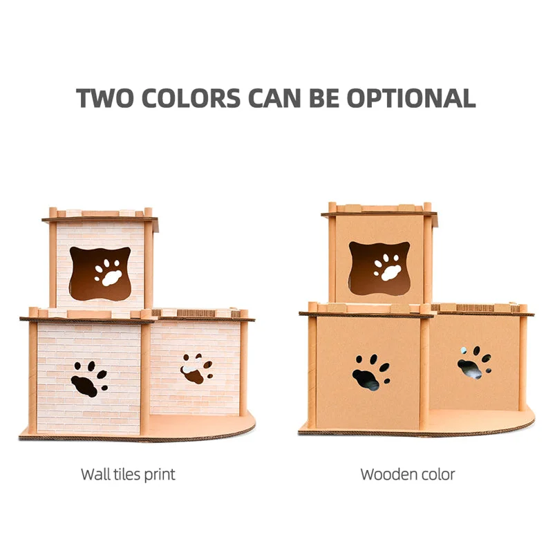 Cat Cardboard House Tower Condo Scratcher Pet Post Pad Mat