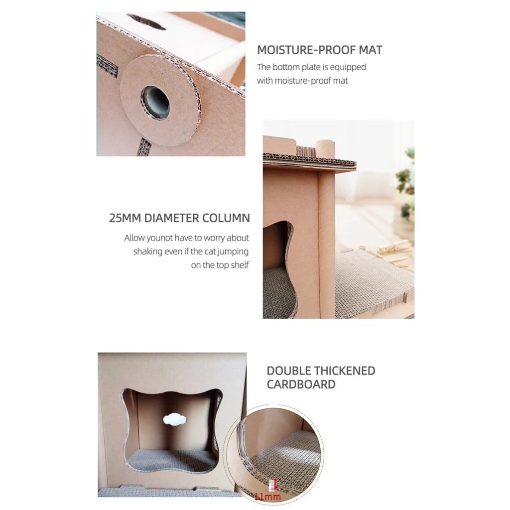 Cat Cardboard House Tower Condo Scratcher Pet Post Pad Mat