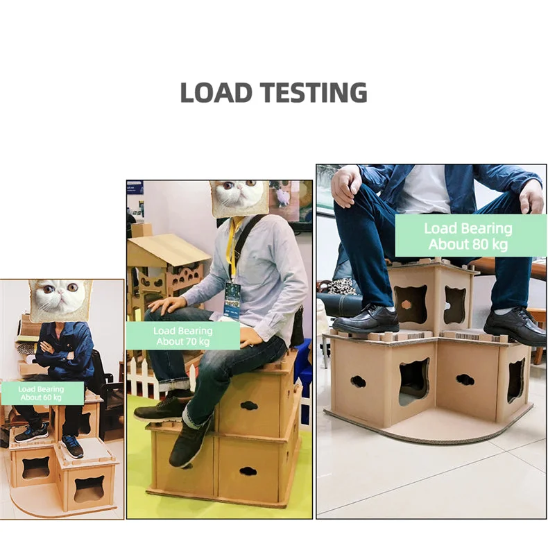 Cat Cardboard House Tower Condo Scratcher Pet Post Pad Mat