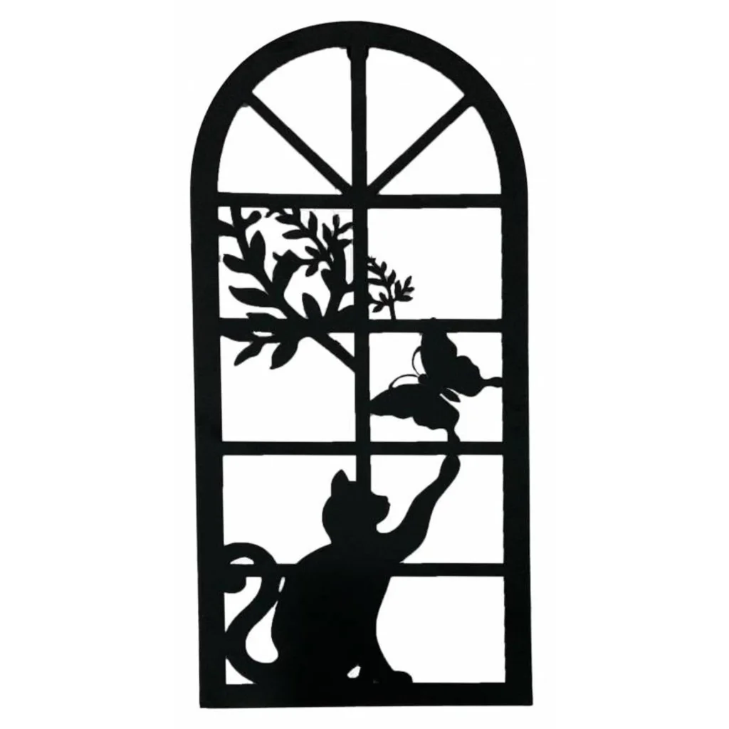 Cat Chasing Butterfly Wall Art 56cm - Home & Garden > Wall