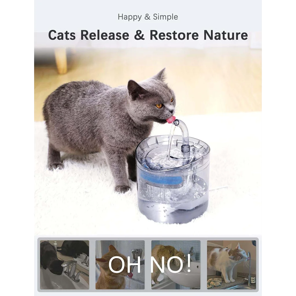 Cat Dog Water Fountain With Sensor Pet Water Dispenser 1.8L