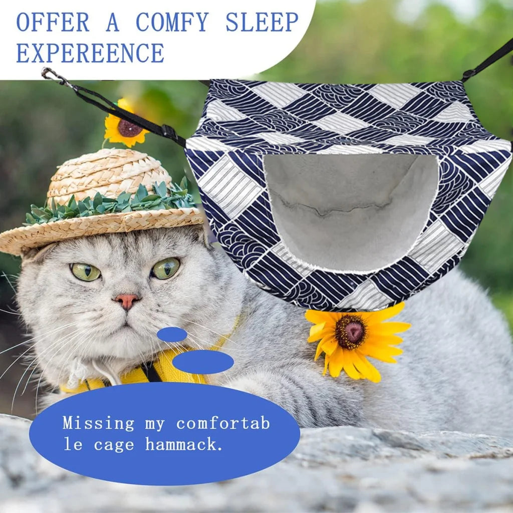 Blue pet cage with front access door and removable tray