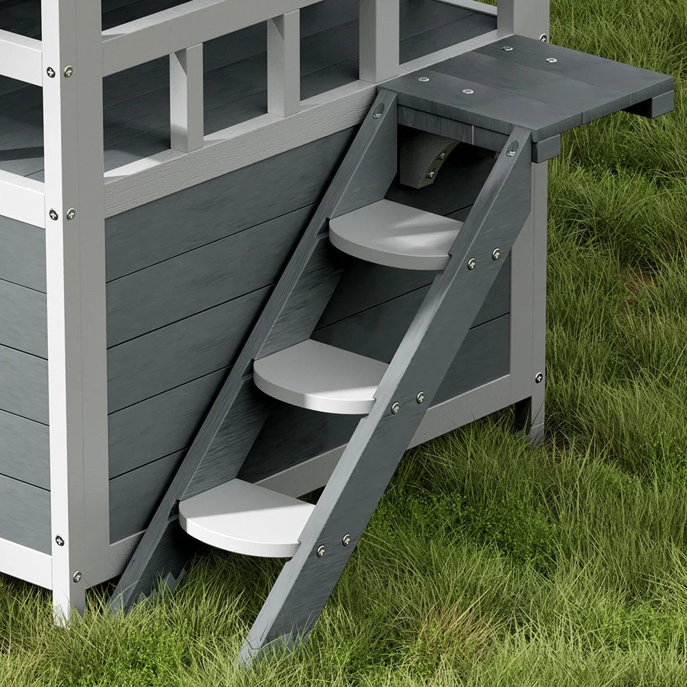 Cat House Outdoor Shelter 72x72x127CM Rabbit Hutch Wooden