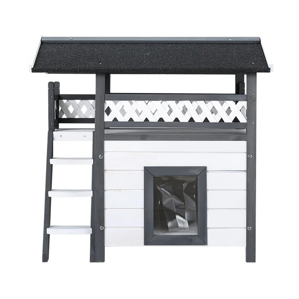 Cat House Outdoor Shelter Wooden Condo Small Dog Enclosure