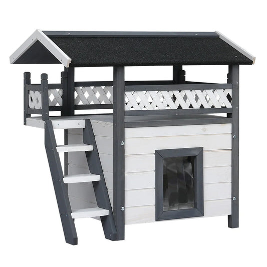 Cat House Outdoor Shelter Wooden Condo